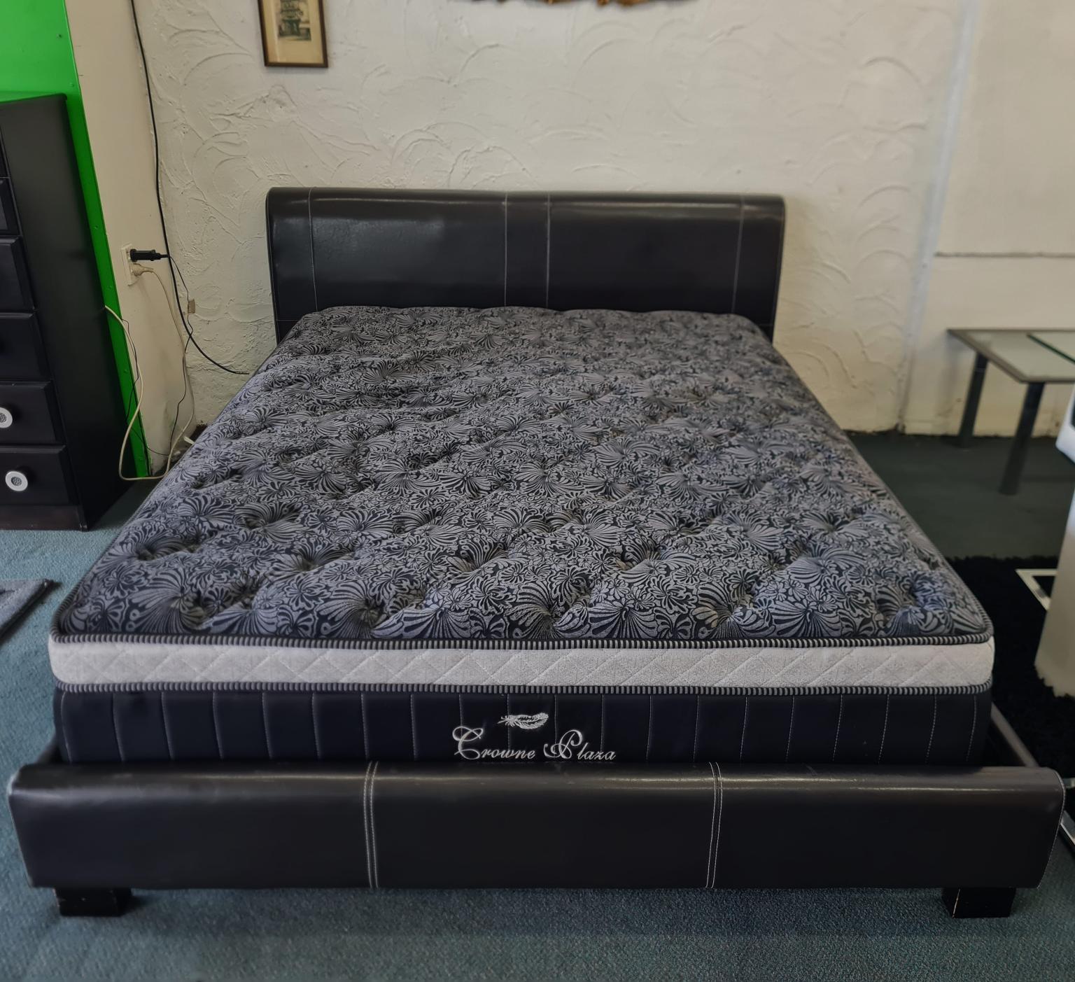 Crowne Plaza Queen Slat Bed Base, Headboard and Mattress Shop Zone