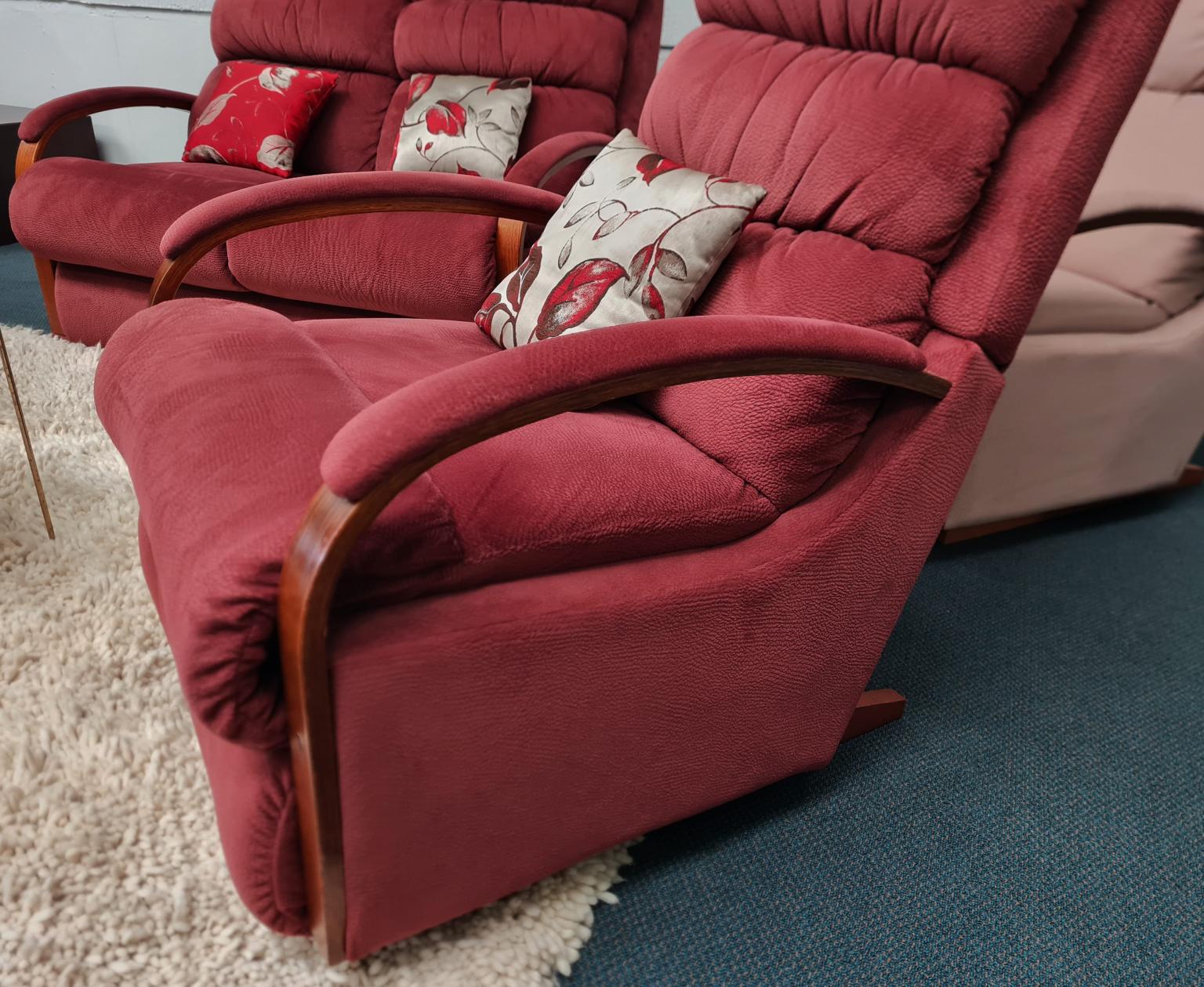 LaZBoy 2+1+1 'Charleston' Rocker Suite Cobblestone Burgundy Shop Zone