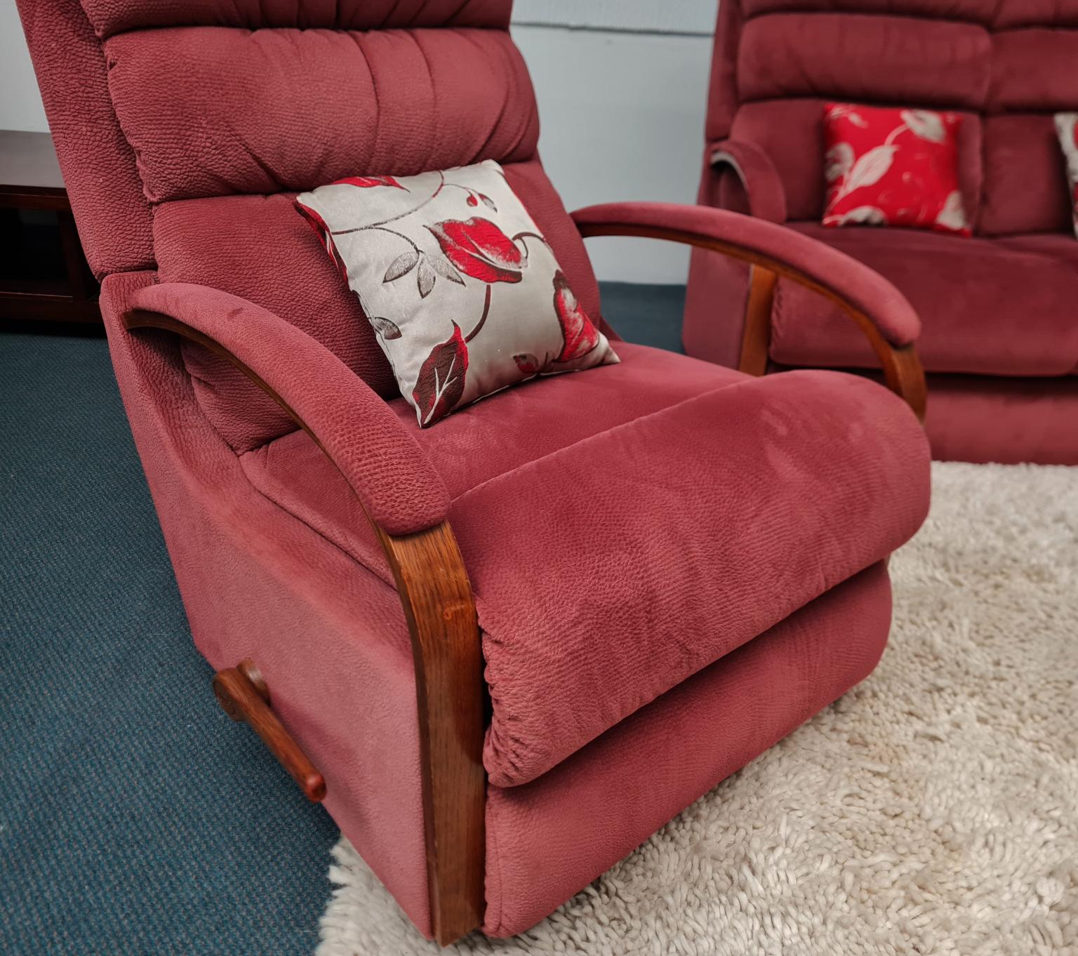 LaZBoy 2+1+1 'Charleston' Rocker Suite Cobblestone Burgundy Shop Zone